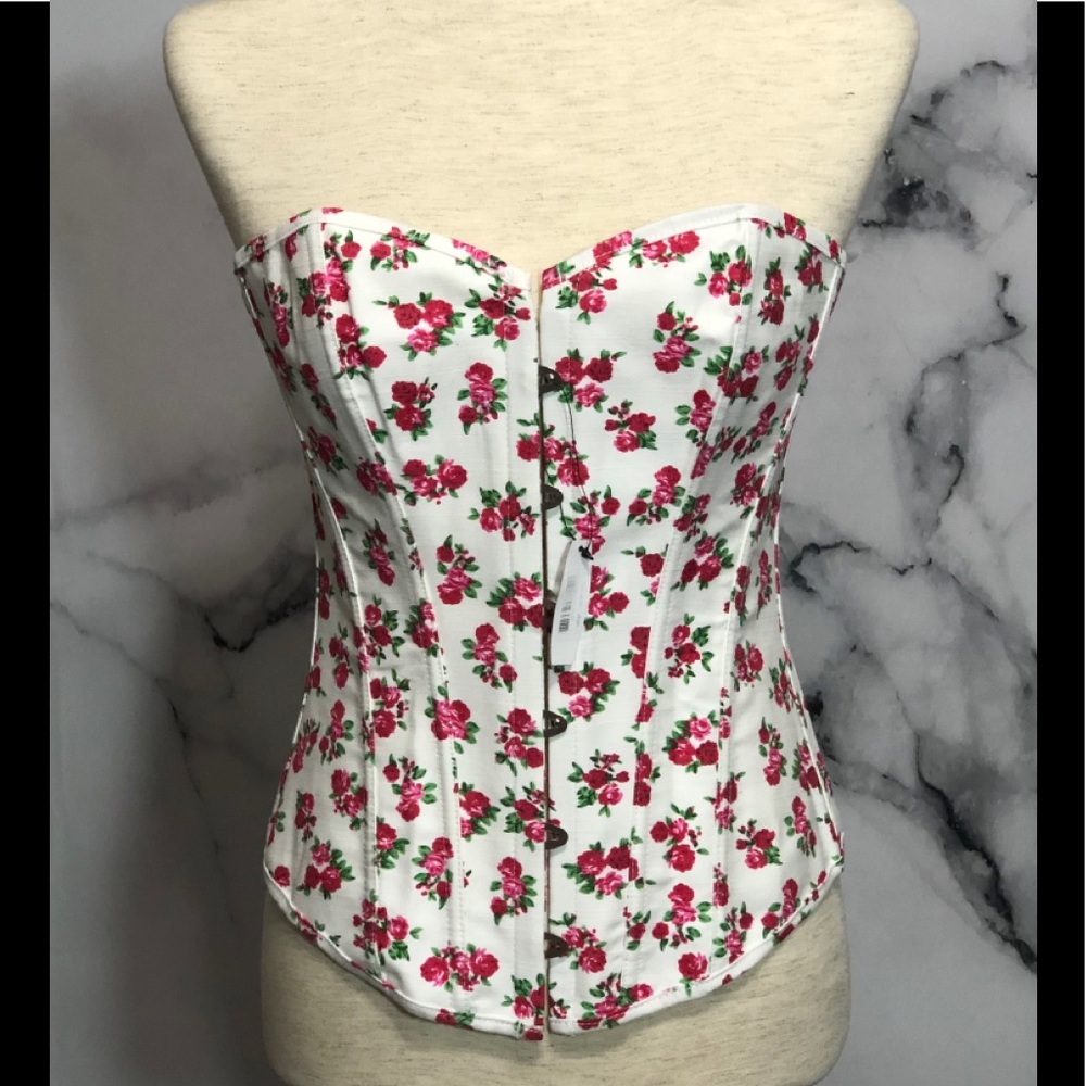 NWT Pink and White Floral Corset